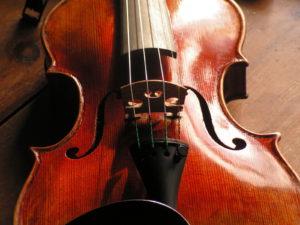 Front of David Angel's violin