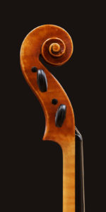 Bass side of scroll, Andrea Guarneri model viola