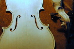 Belly and scroll of del Gesu model violin