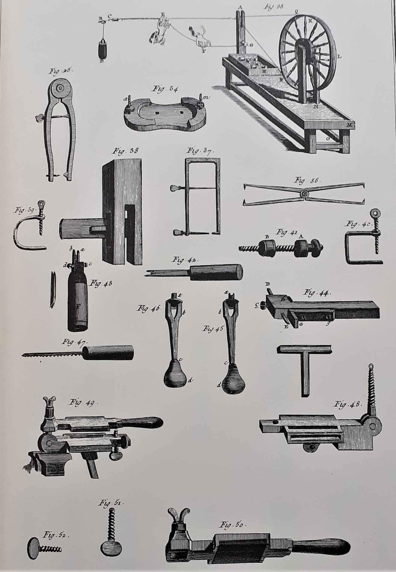 Diderot encyclopedia drawing of tools for lutherie