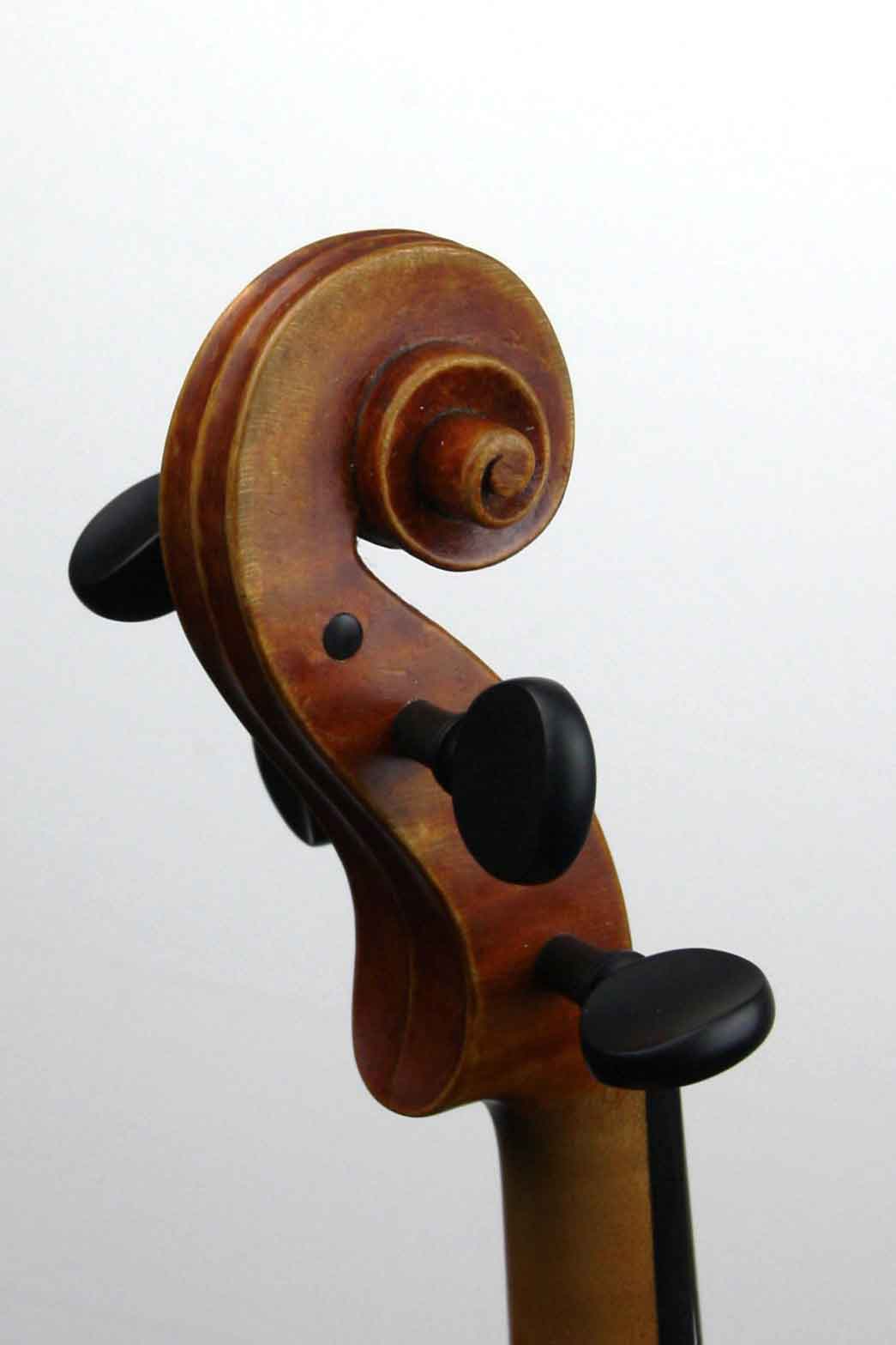 angled view of violin scroll